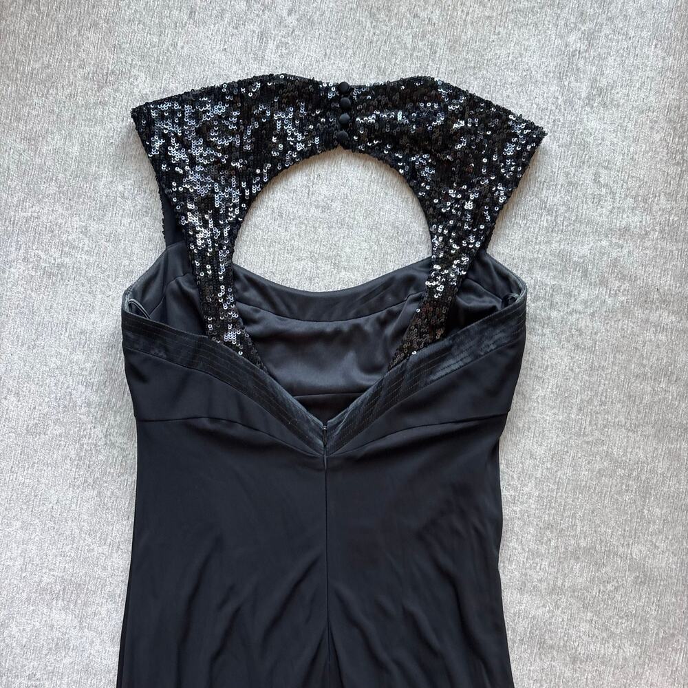 Badgley Mischka Black Sequin Cutout Evening Gown - Picture 6 of 6